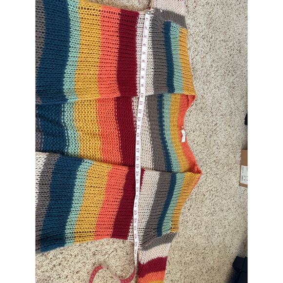 Elan Loose Oversized Knit Striped Cardigan Sweater Size O/S - Picture 8 of 9